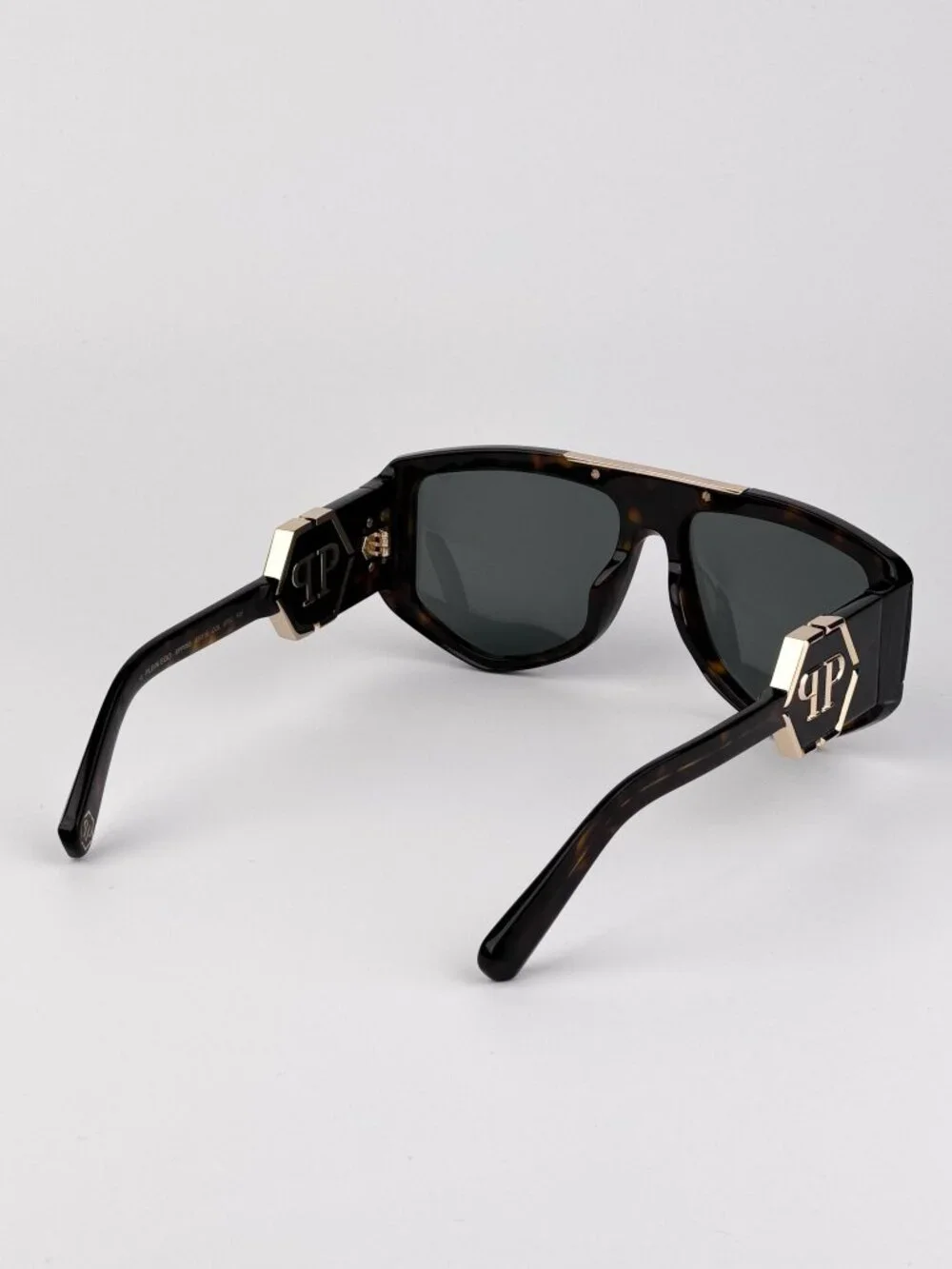 Philipp Plein Men’s Sunglasses Dark Havana Green Mask Shield SPP093M 0722 NEW